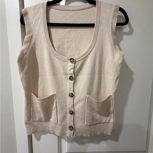 Sleeveless Cream Button-Up Women's Top